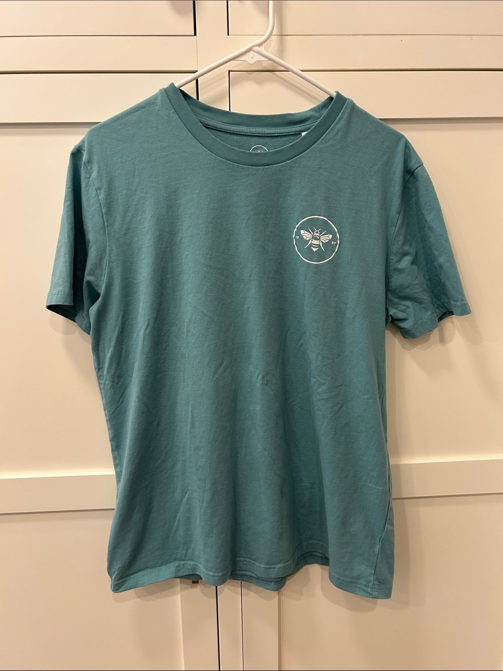 Men's Short Sleeve Crewneck T-Shirt - Teal with Bee Logo